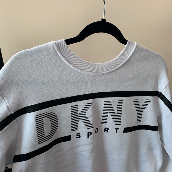 black and white DKNY sport cropped sweater. - Picture 3 of 3